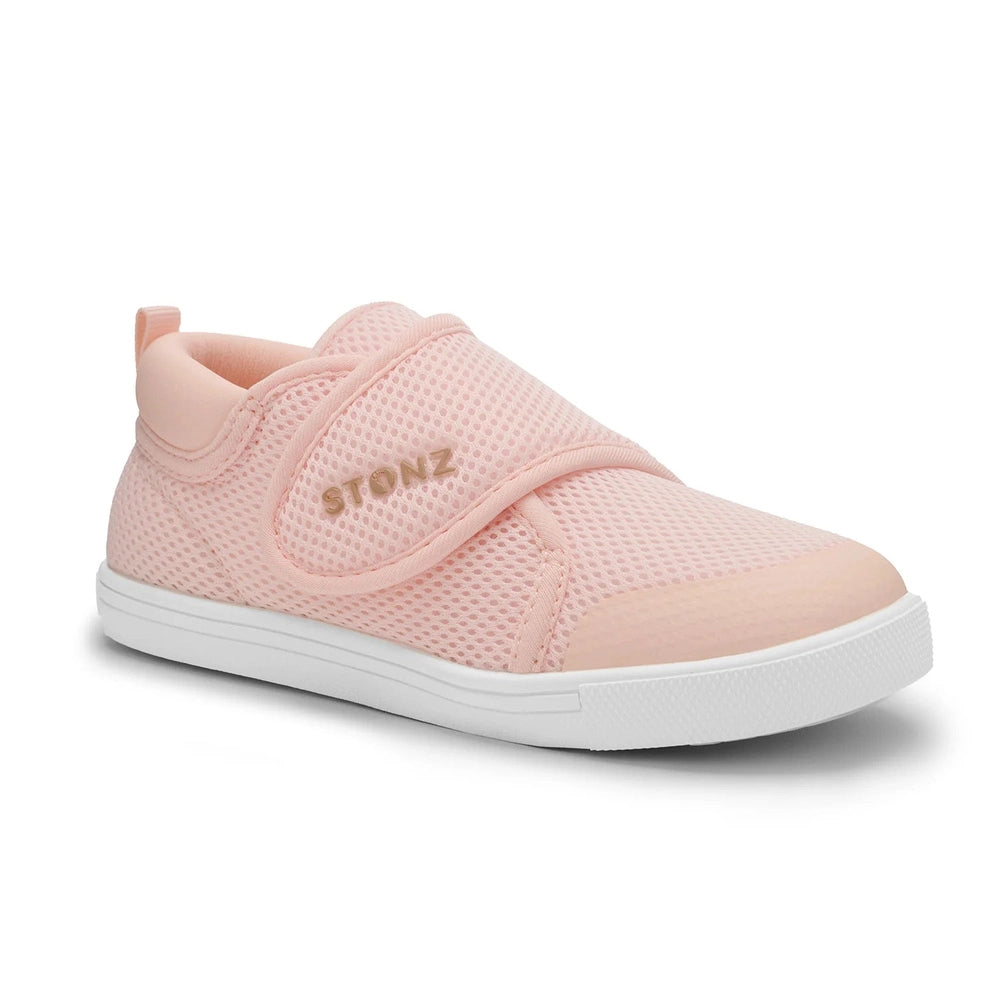 STONZ Stonz Cruiser Original Toddler Shoes Haze Pink haze pink baby shoe shown from another angle with mesh upper and white sole profile img