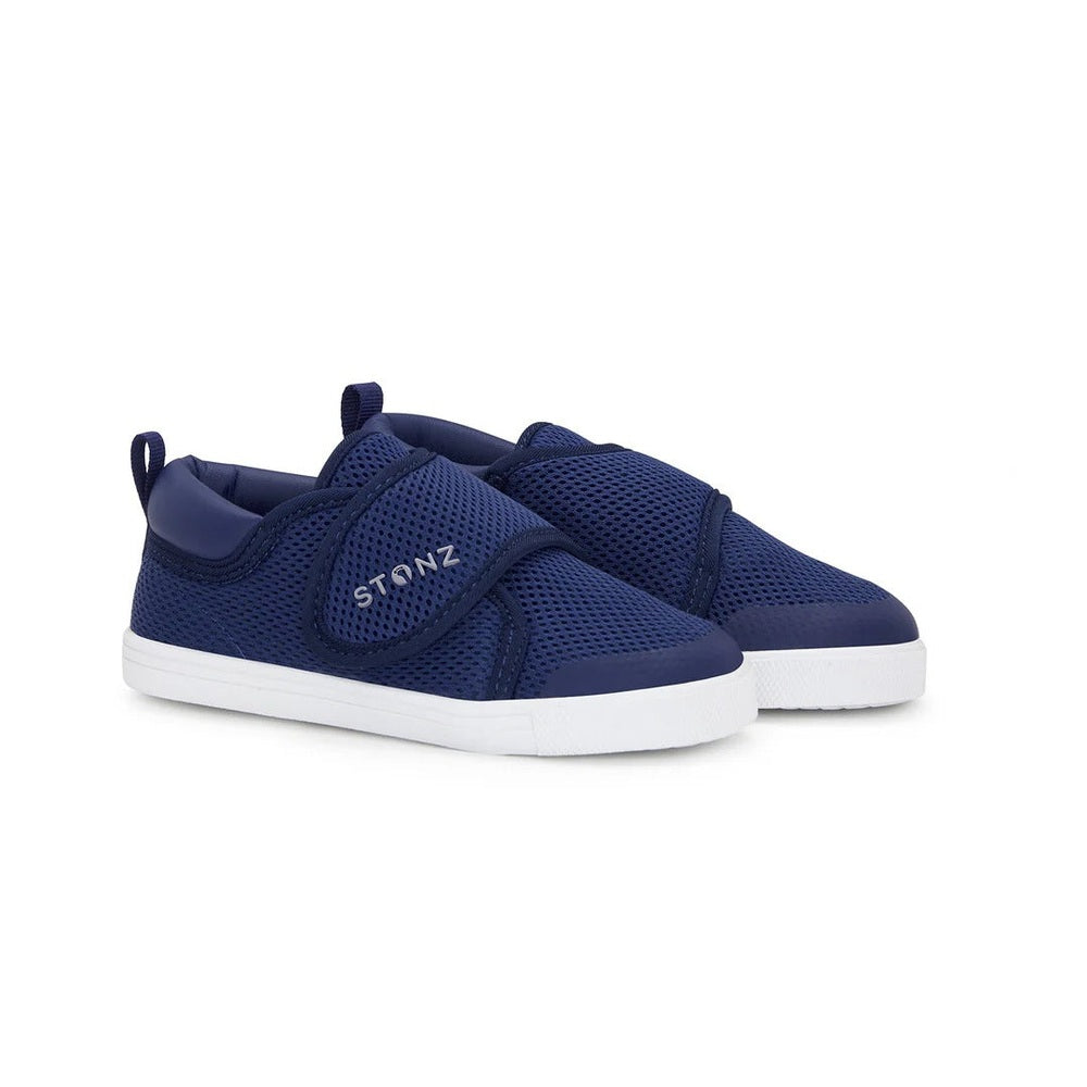 STONZ Stonz Cruiser Original Toddler Shoes Navy pair of navy baby sneakers with white soles and velcro straps shown side by side img 1/11
