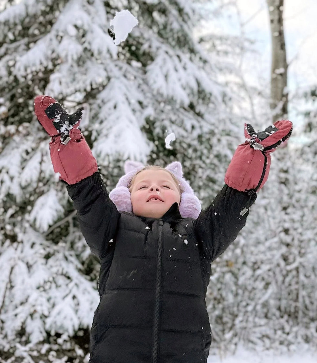 Stonz Kids Snow Mitts Dusty Rose/Heather Grey - Dusty Rose/Heather Grey