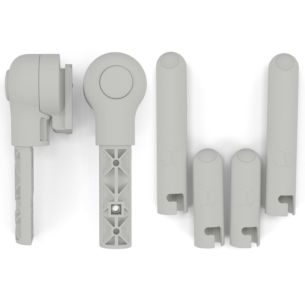 Studio product image of the Cybex Lemo 2 Bouncer Adapter Set with - five light-gray plastic components.