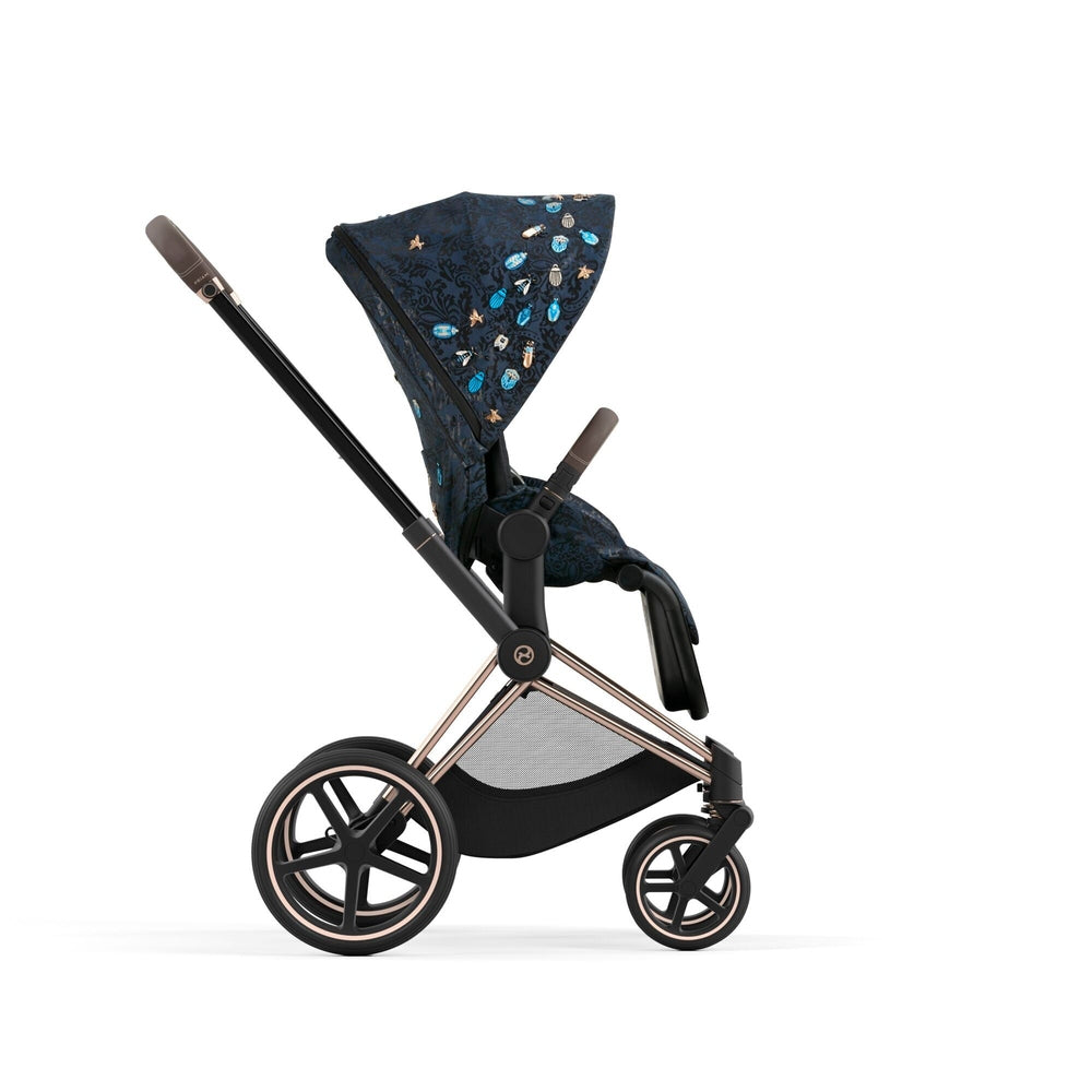 Studio product image of the Cybex Platinum Priam 4 Luxury Stroller Limited Edition in Jewels Of Nature, side profile on white background.