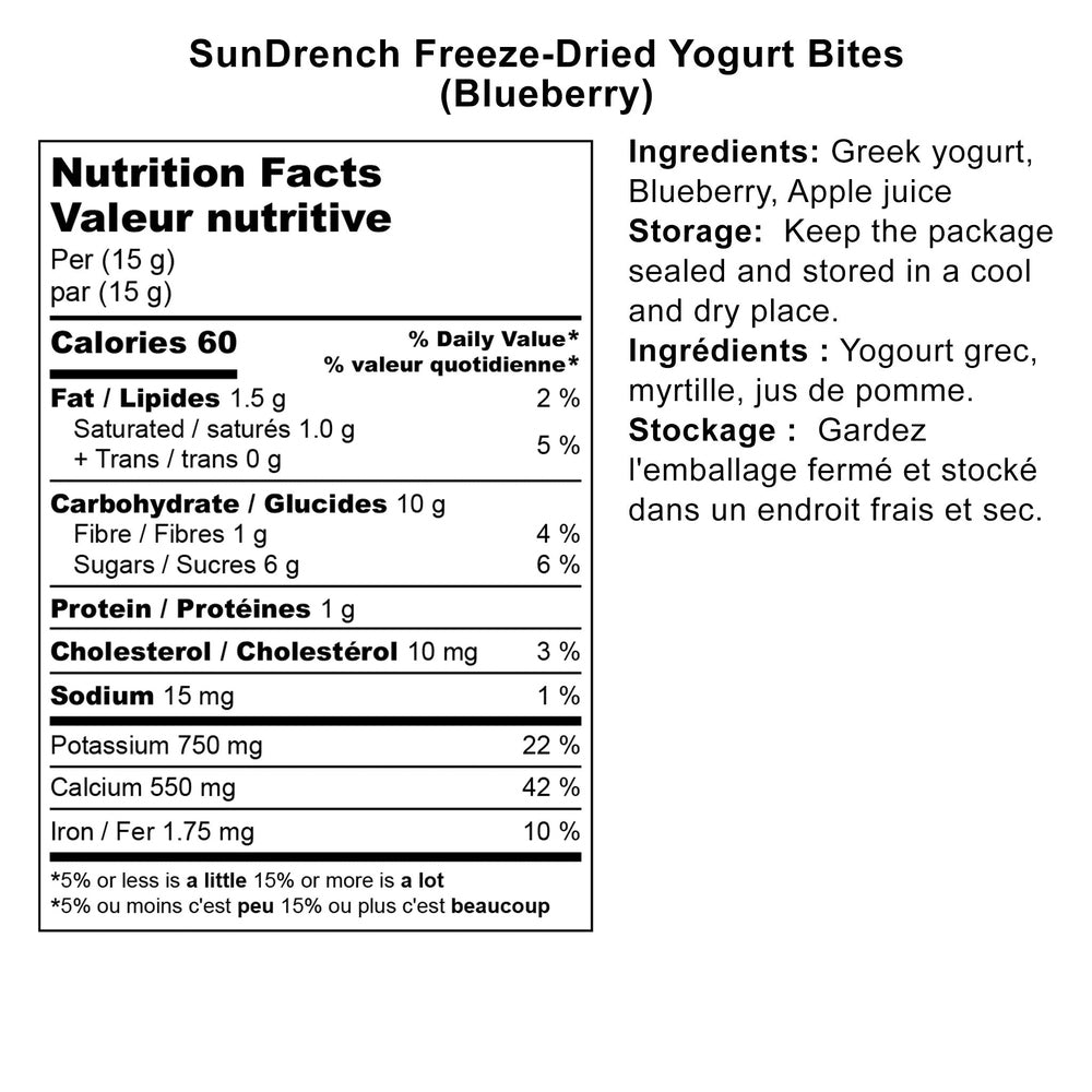 Sundrench Freeze-Dried Yogurt Bites Blueberry 84G, toddler snack with blueberry yogurt flavor
