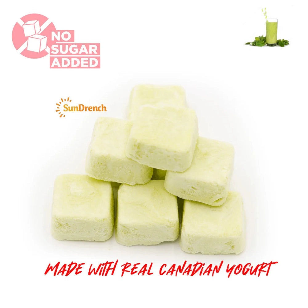 Sundrench Magic Yogurt Kale & Spinach 84g cubes, six bite-sized green yogurt bites, no sugar added