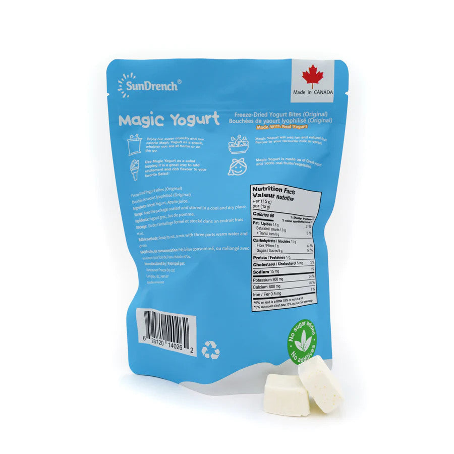 Sundrench Magic Yogurt Original 84g pouch; freeze-dried yogurt bites for babies, no sugar added