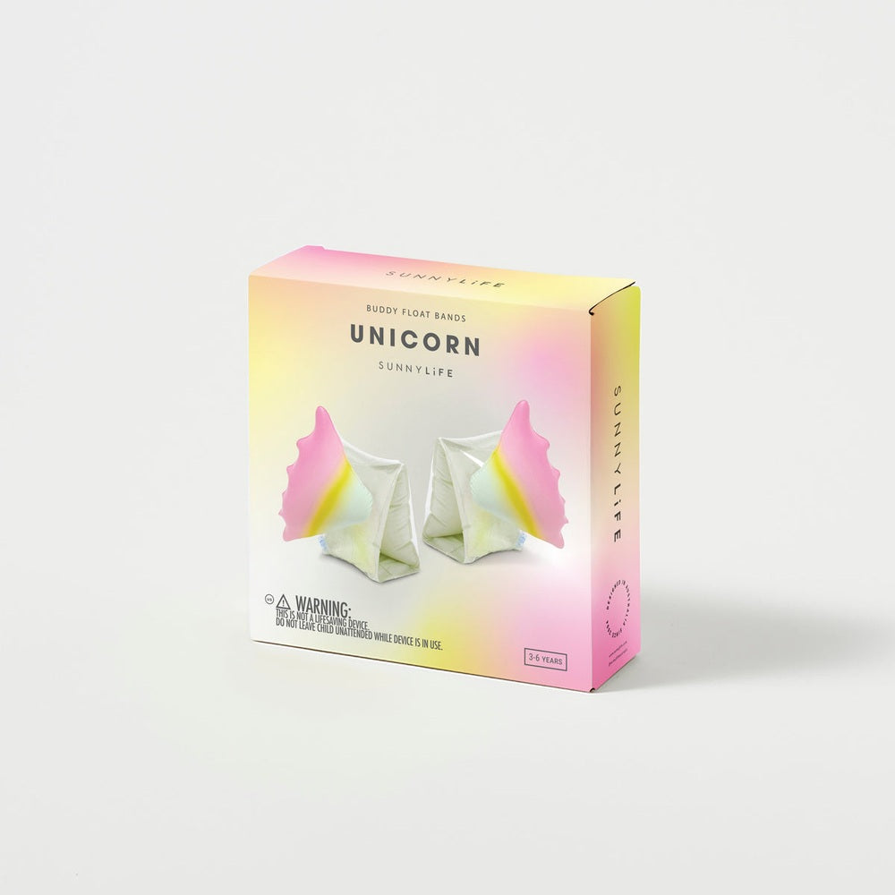 Unicorn Buddy Float Bands by Sunnylife, pastel gradient packaging, set of 2