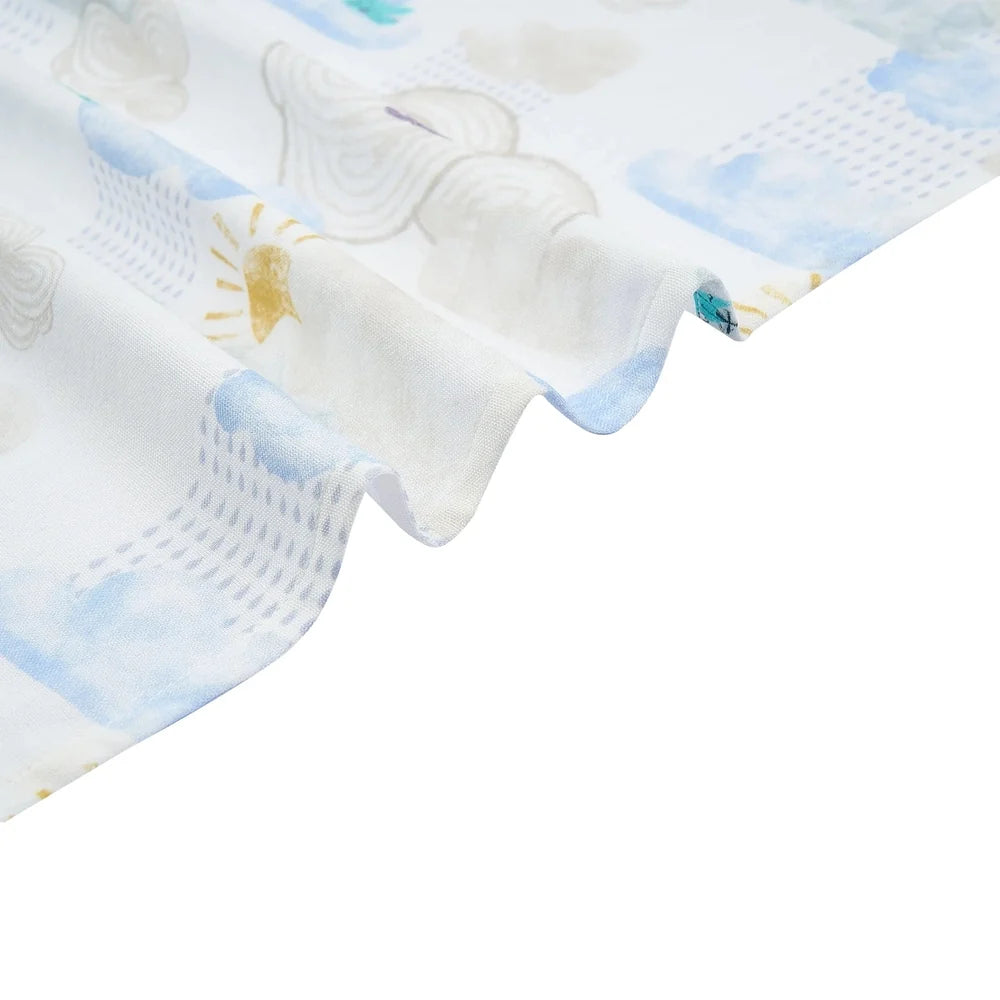 NEST DESIGNS Nest Designs Swaddle Blankie Fluffy Puffs elephant and sun print with scalloped edge img 5/6