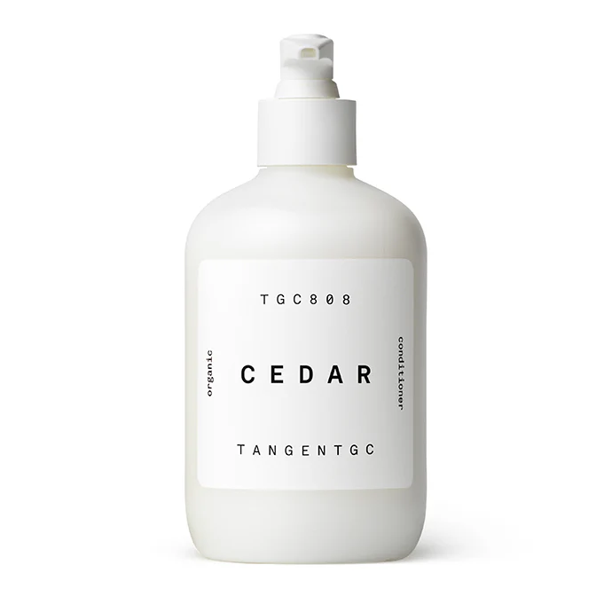 TangentGC Cedar Conditioner 350 ml bottle with white label and organic branding