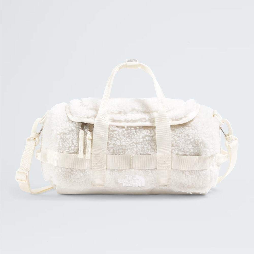 The North Face Base Camp High Pile Mini Bag in cream fleece with beige straps and handles