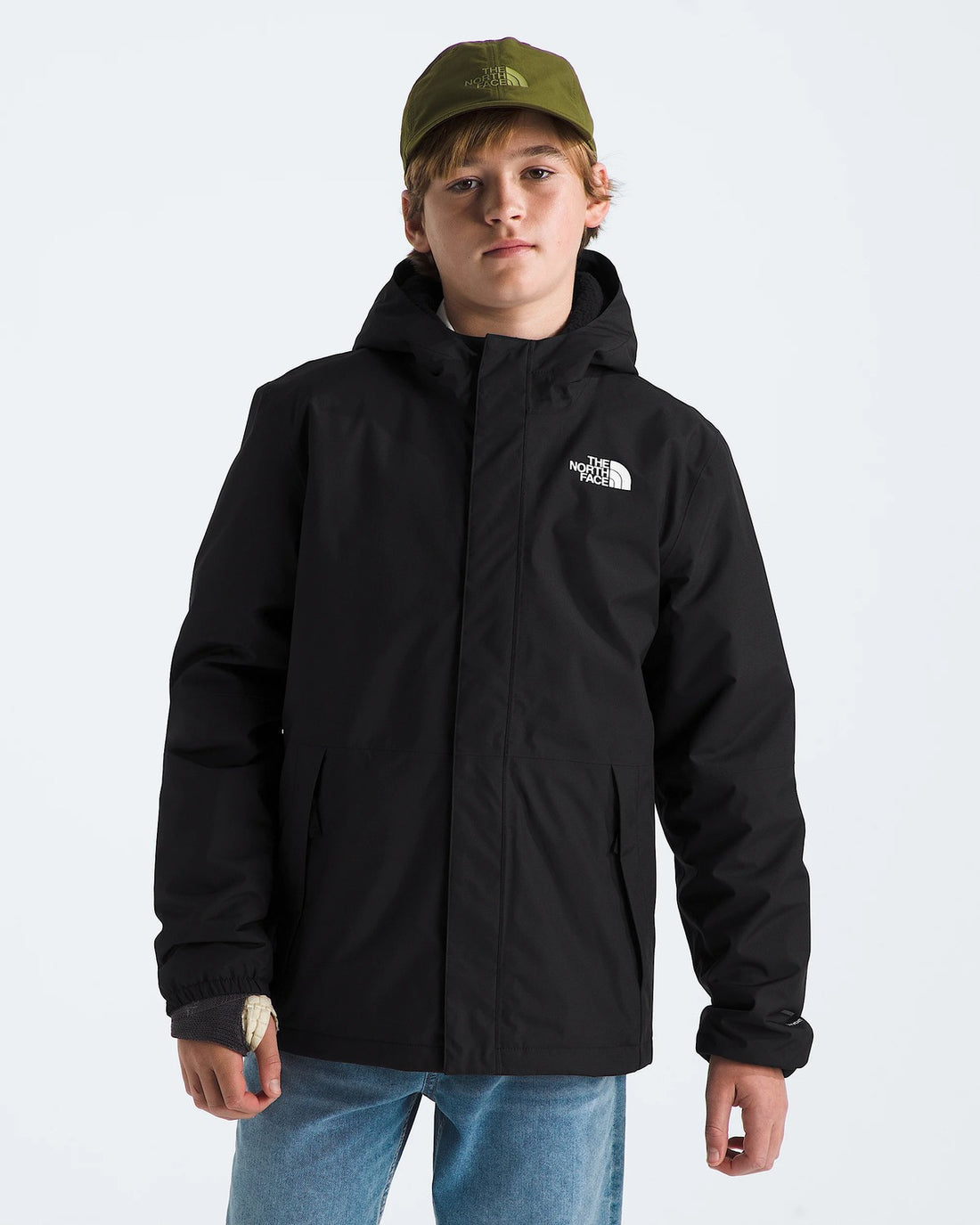 The North Face Boys' Warm Antora Rain Jacket - TNF Black/TNF Black front view
