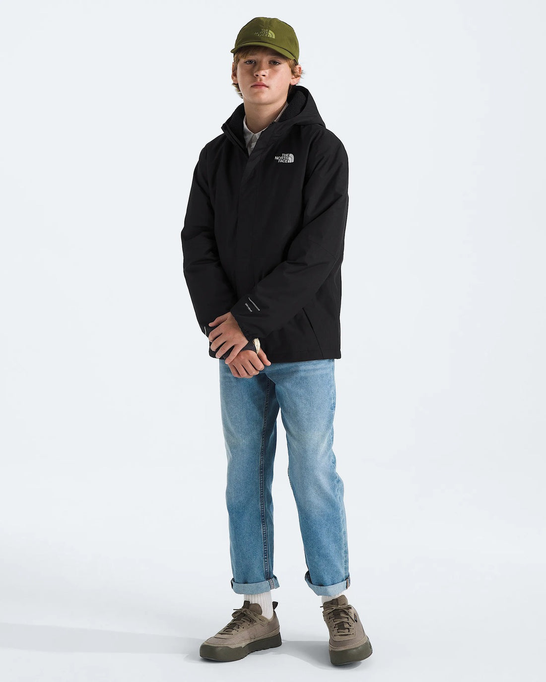The North Face Boys' Warm Antora Rain Jacket - TNF Black/TNF Black three-quarter view