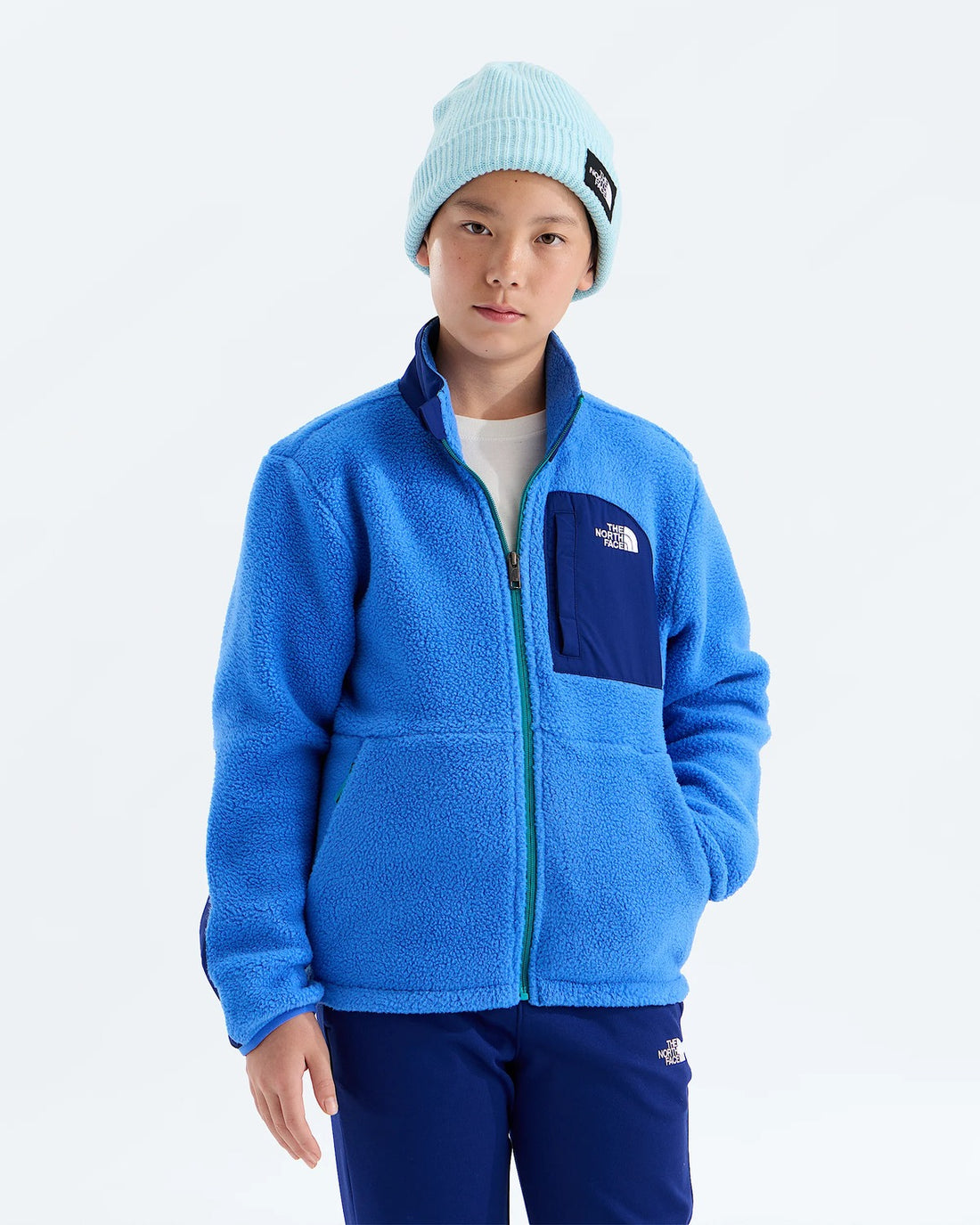The North Face Boys' Yumiori Off Peak Full Zip Jacket - Active Blue/Bold Blue front view