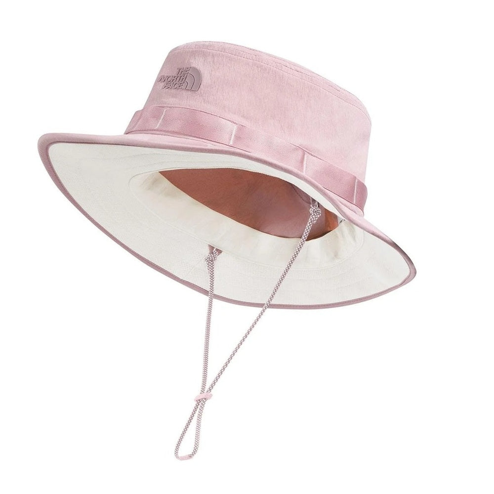 The North Face Class V Brimmer Hat in Pink with Cream Underside Brim and Adjustable Chin Cord