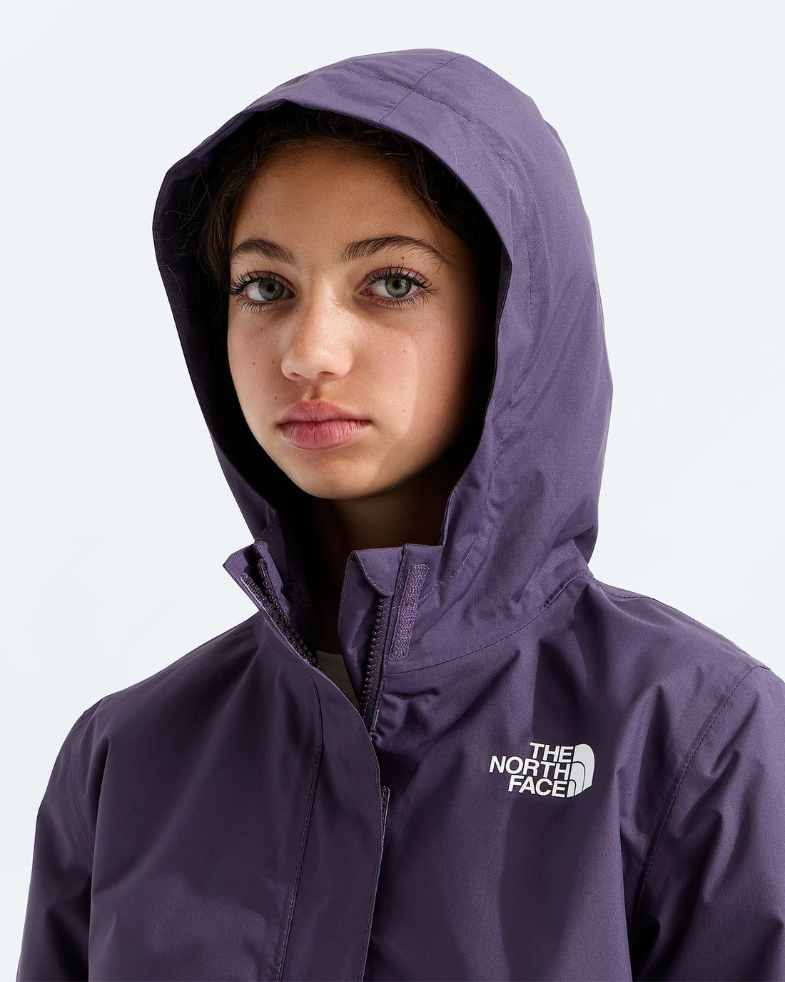 The North Face Girls' Warm Antora Rain Jacket - Endless Dusk/Grounded Plum lifestyle view 2