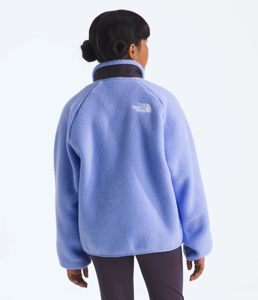 The North Face Girls' Yumiori Full-Zip Jacket - Periwinkle Glow/Endless Dusk - rear view on a model