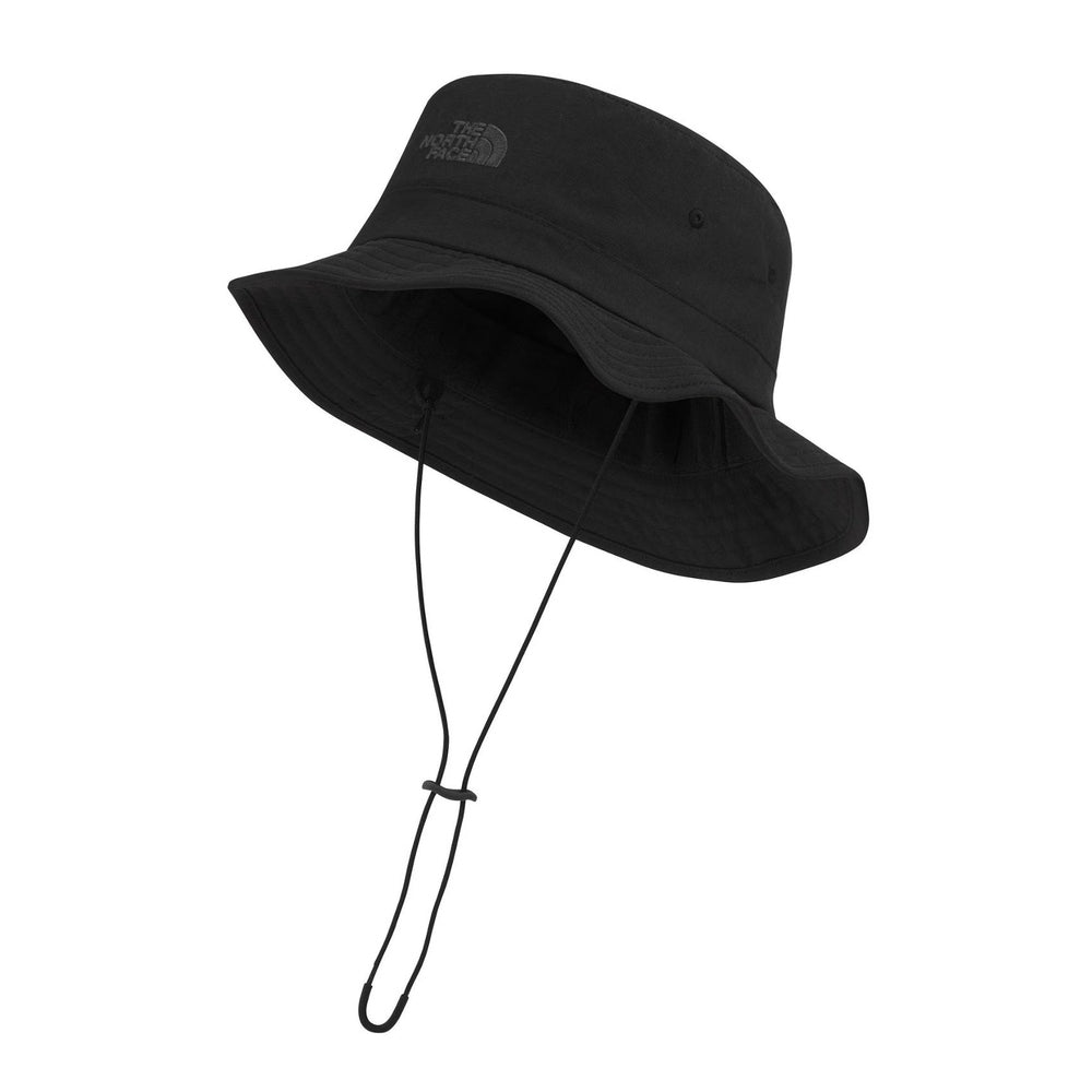 The North Face Horizon Bucket Hat in Black with adjustable chin cord.