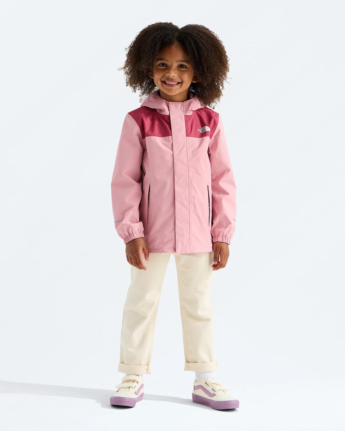 The North Face Kids' Antora Rain Jacket - Primrose/Fermented Clay three-quarter view