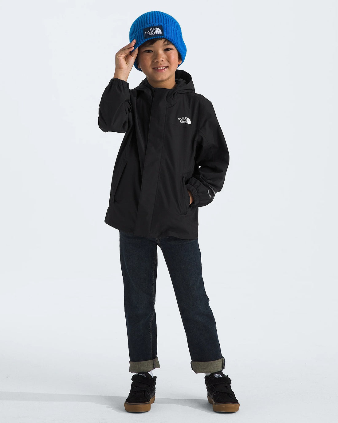 The North Face Kids' Antora Rain Jacket - TNF Black/TNF Black three-quarter view