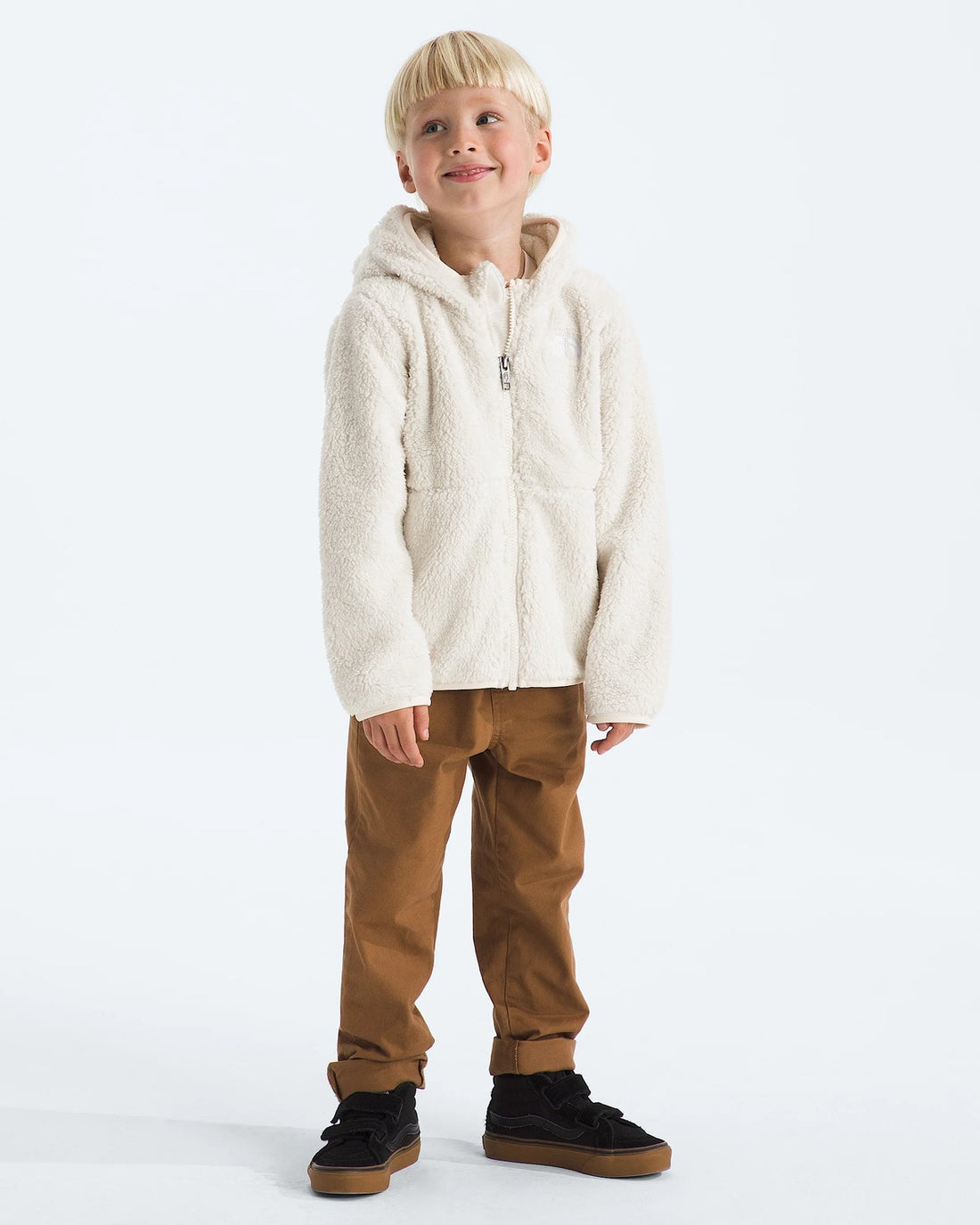 The North Face Kids' Campshire Full Zip Hoodie - White Dune three-quarter view