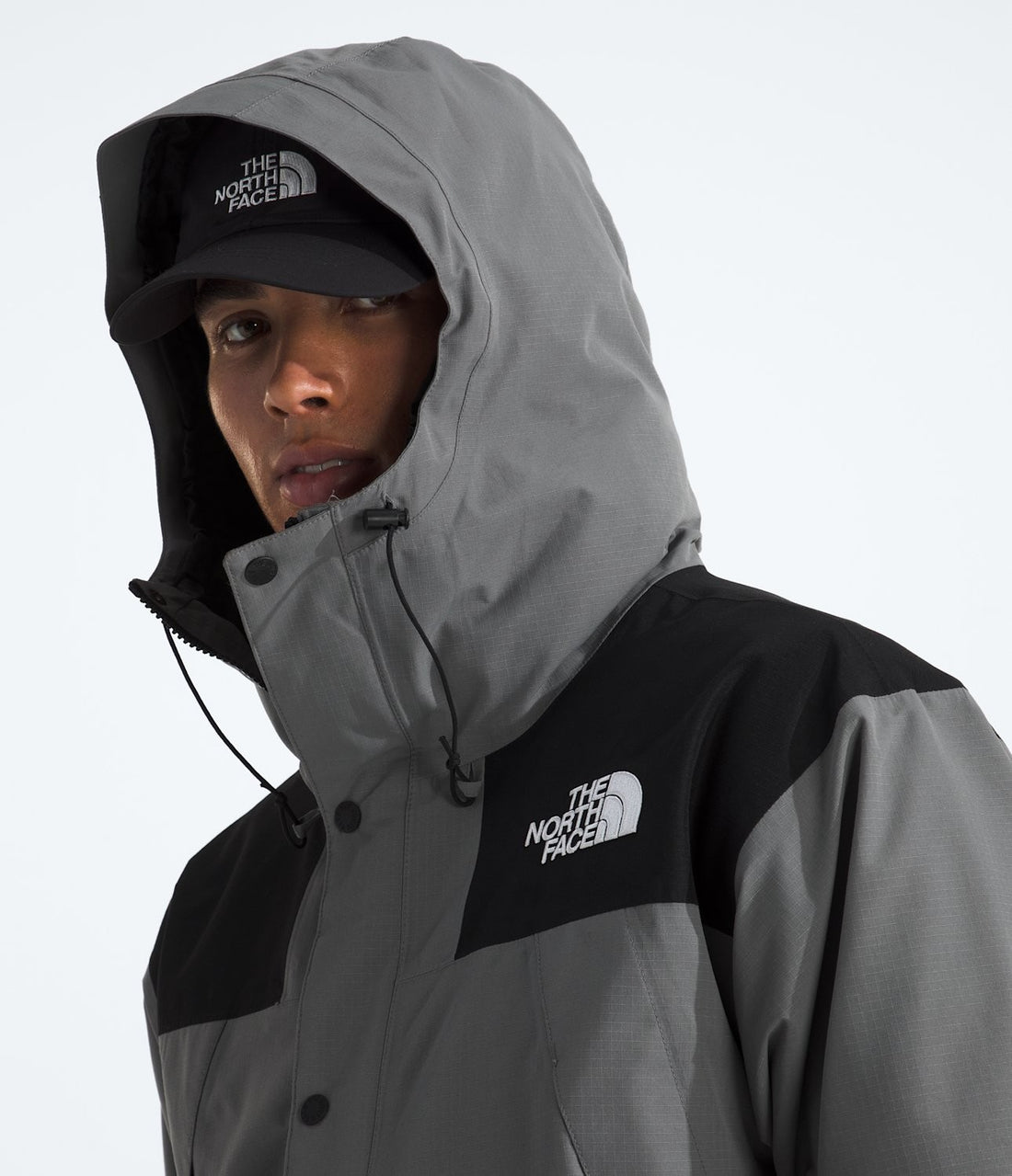 The North Face Men’s DryVent Mono Mountain Jacket - Smoked Pearl/TNF Black — hood detail