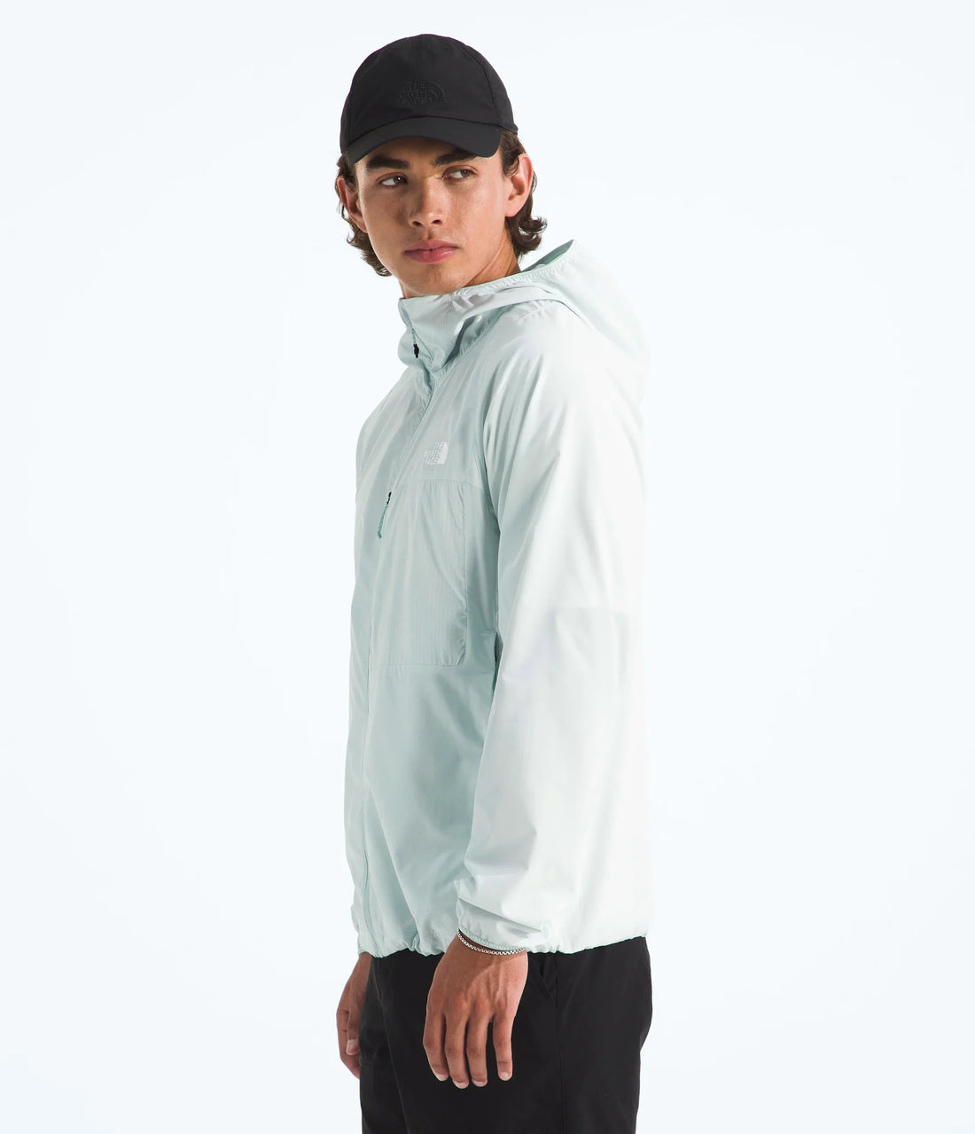 The North Face Men's LIGHTRANGE Woven Jacket - Pearl Stone - side view on a model