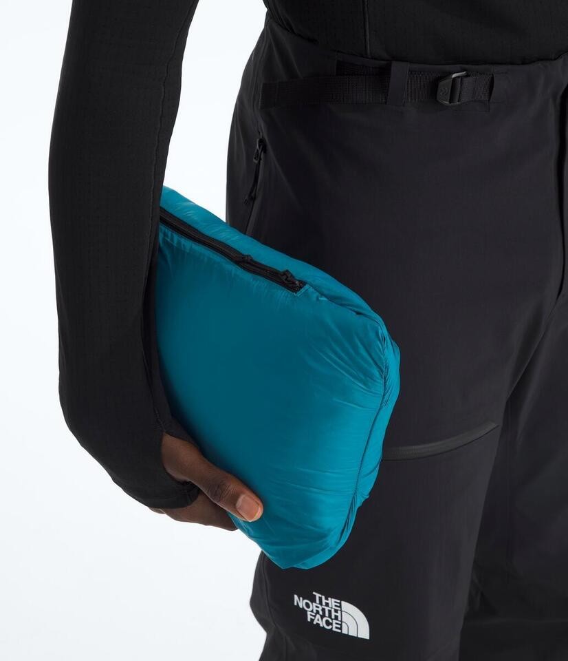The North Face Men’s Summit Series Breithorn Hoodie - Meridian Blue/Dusk Blue — packed into pocket