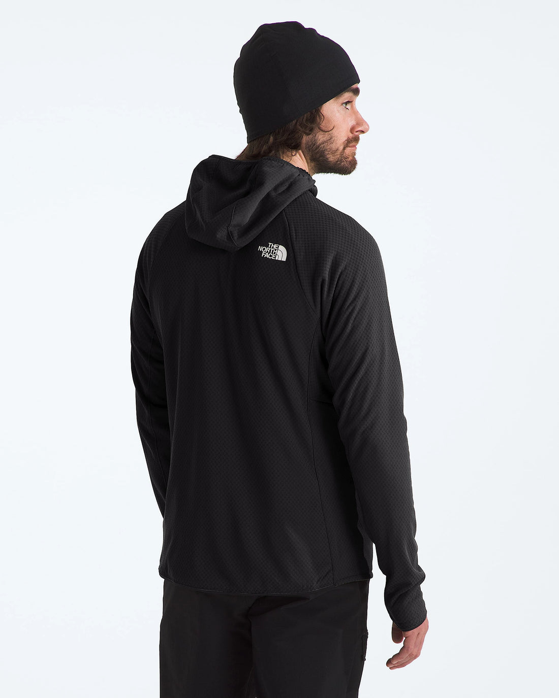 The North Face Men's Summit Series FUTUREFLEECE Full-Zip Hoodie in TNF Black — model back view