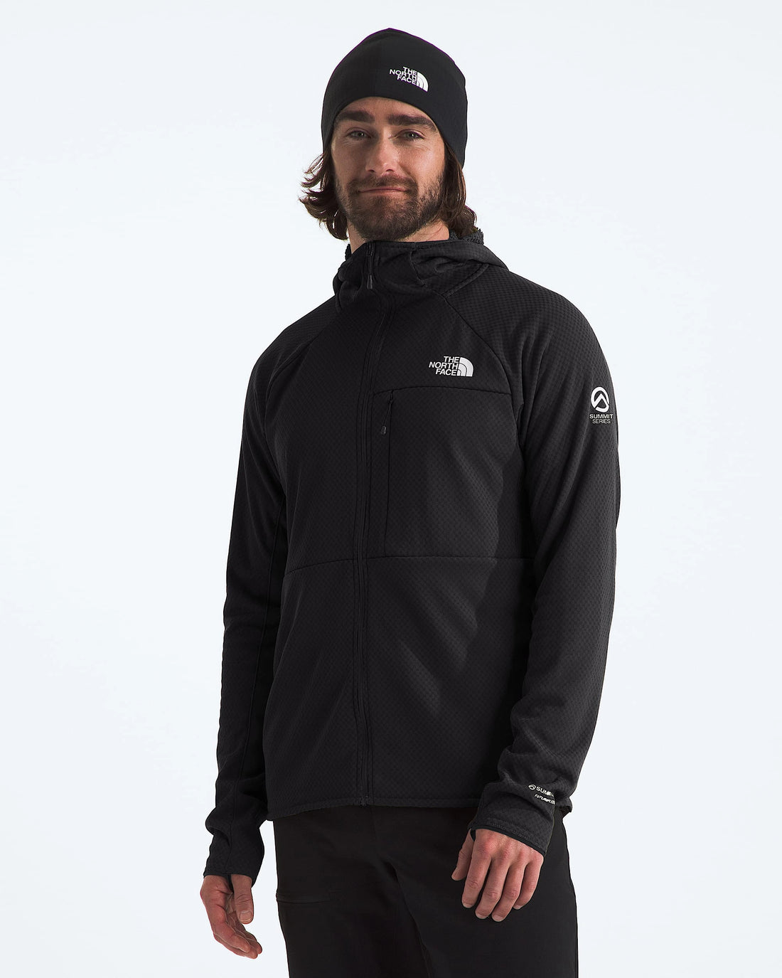 The North Face Men's Summit Series FUTUREFLEECE Full-Zip Hoodie in TNF Black — model front view