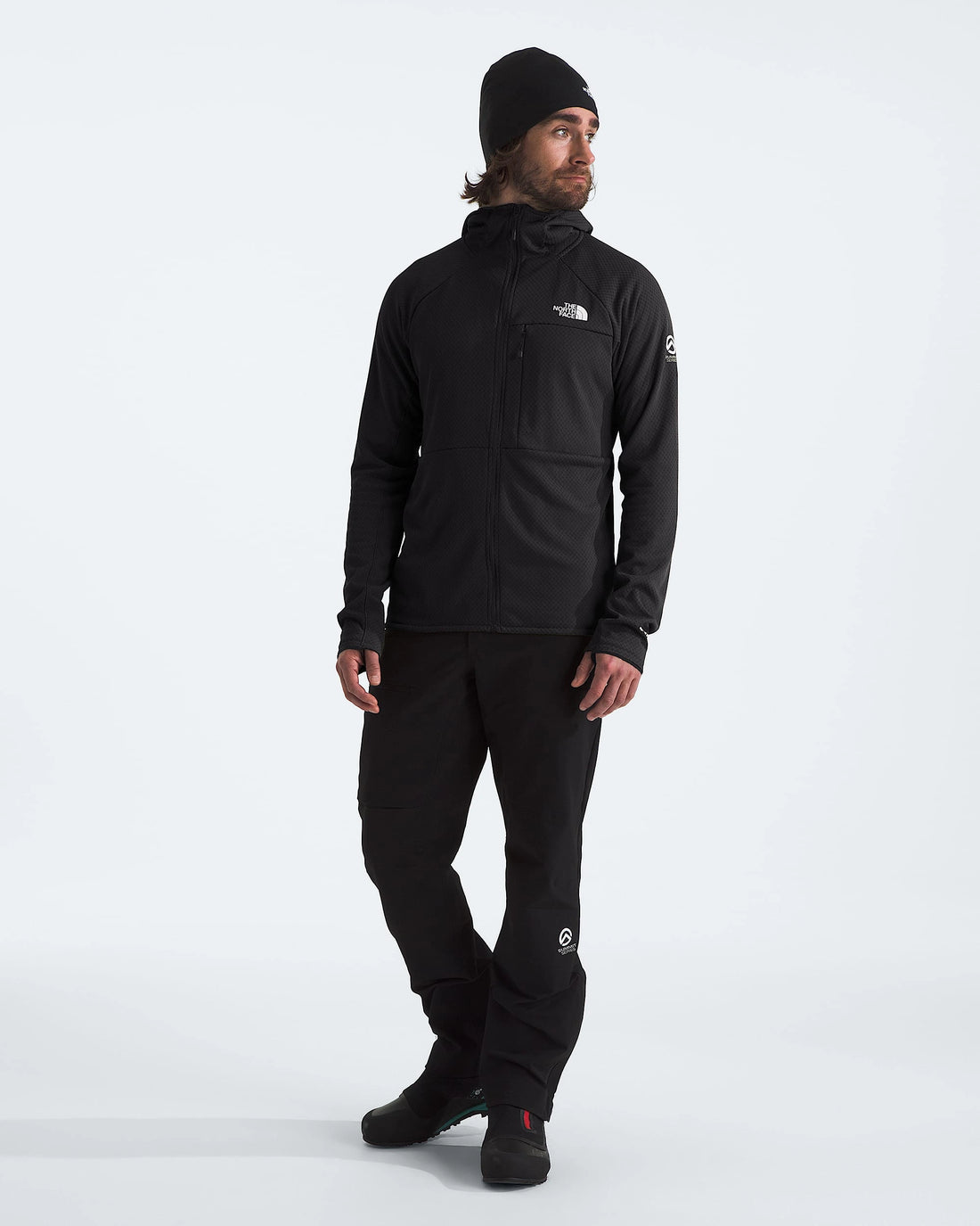 The North Face Men's Summit Series FUTUREFLEECE Full-Zip Hoodie in TNF Black — second model front view