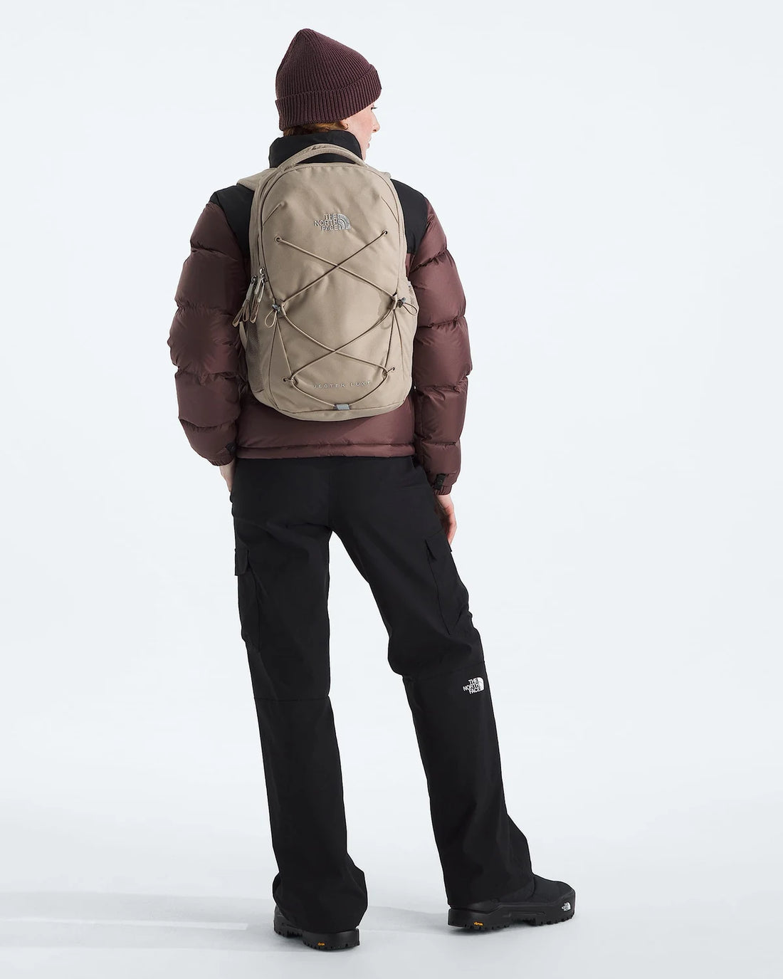 Women’s Jester Luxe Backpack - 27L in Mushroom Grey/Silver Metallic - Modelback
