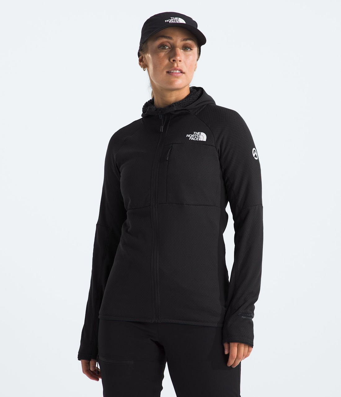 The North Face Women’s Summit Series FUTUREFLEECE Full-Zip Hoodie - TNF Black — front model view