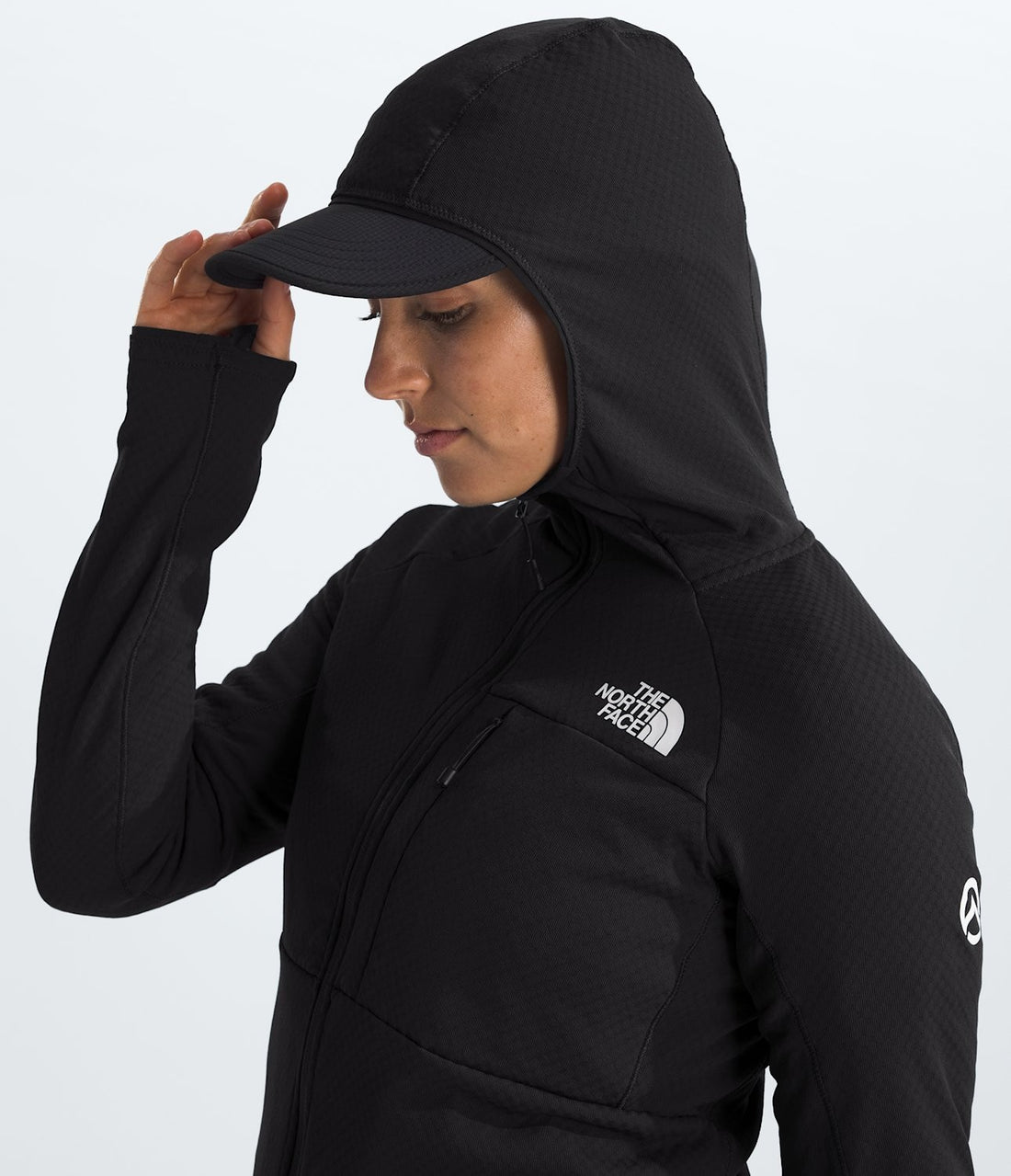 The North Face Women’s Summit Series FUTUREFLEECE Full-Zip Hoodie - TNF Black — hood profile