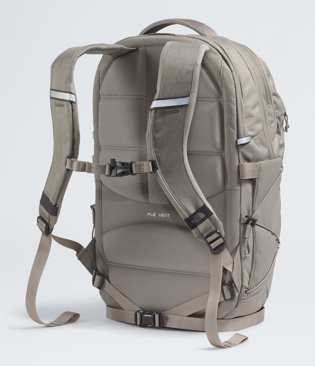 The North Face Women's Borealis Backpack - Stone Slab Light Heather/Stone Slab - rear view and shoulder straps