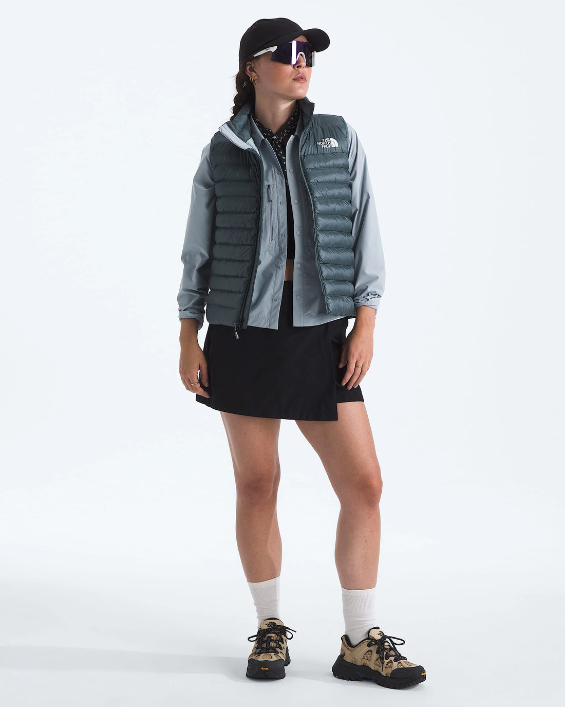 The North Face Women's Terra Peak Vest in Granite Grey, full length view