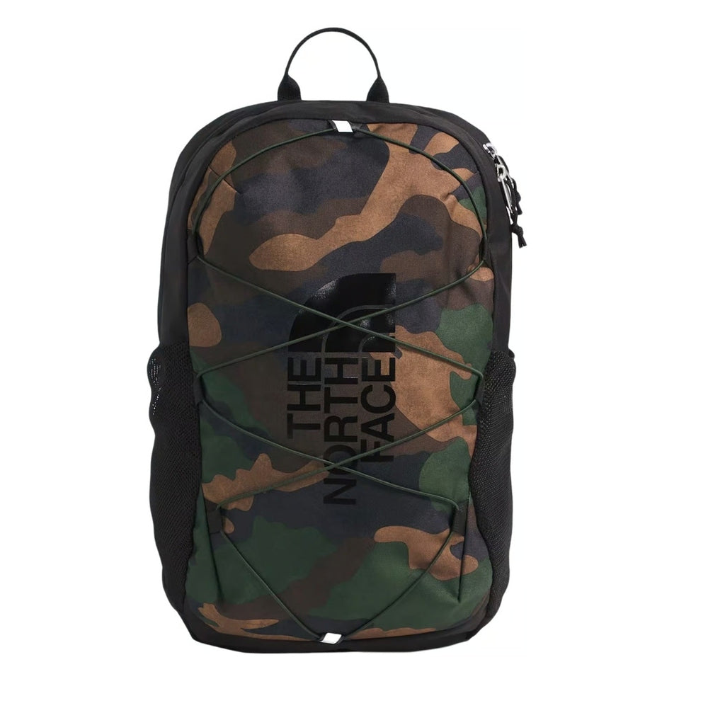 The North Face Youth Court Jester Backpack in Camouflage with front bungee cords and black mesh side pockets