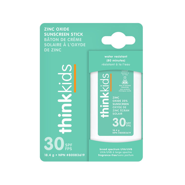 Think Kids mineral sunscreen stick SPF30, 18.4 g, mint green packaging by THINK