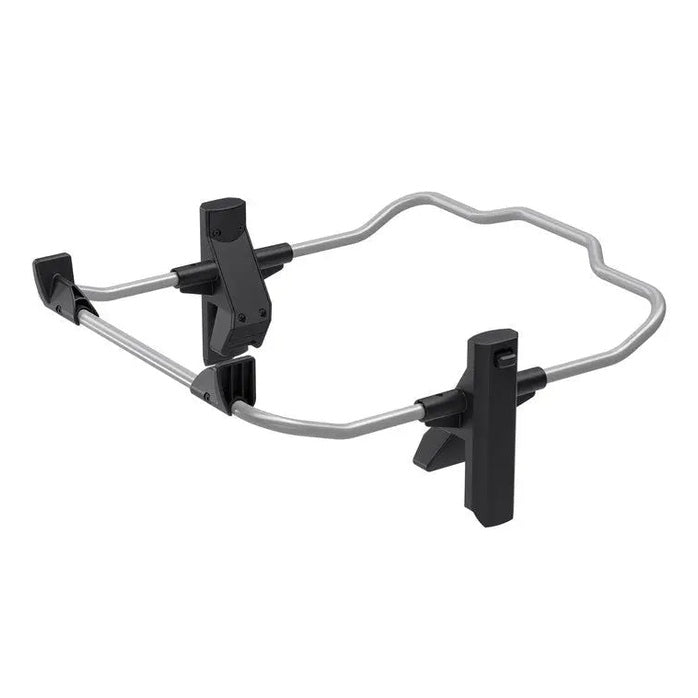 Thule Sleek Car Seat Adapter Sleek Black with adjustable clamps securing a car seat to a stroller frame.