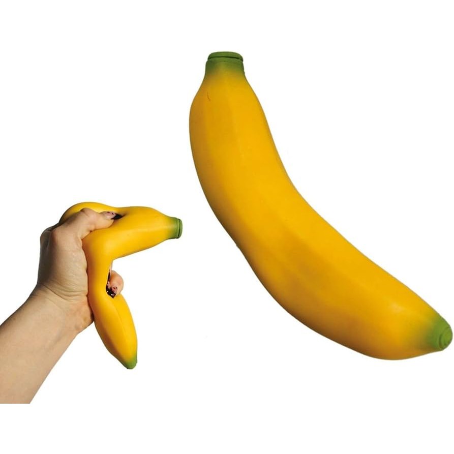 Tobar anti-stress bananas; yellow squeezable stress toys, set of 2