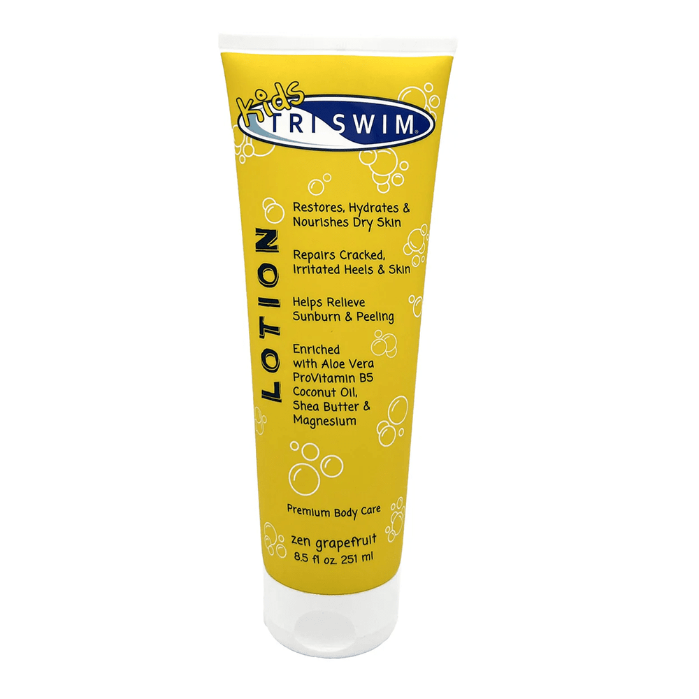 TRISWIM Kids Lotion 251 ml yellow tube with logo; hydrating body moisturizer for kids