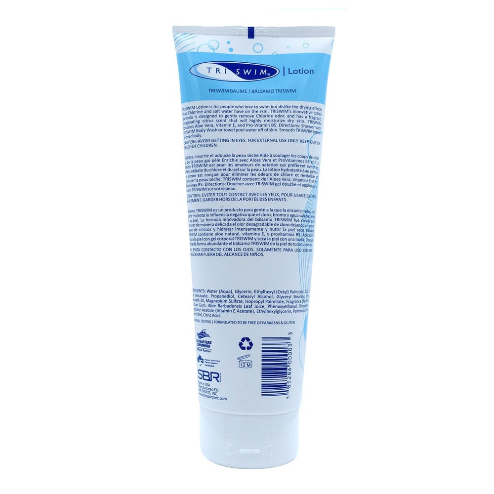 Triswim Lotion 251 ml tube in blue packaging by TRISWIM for skin care