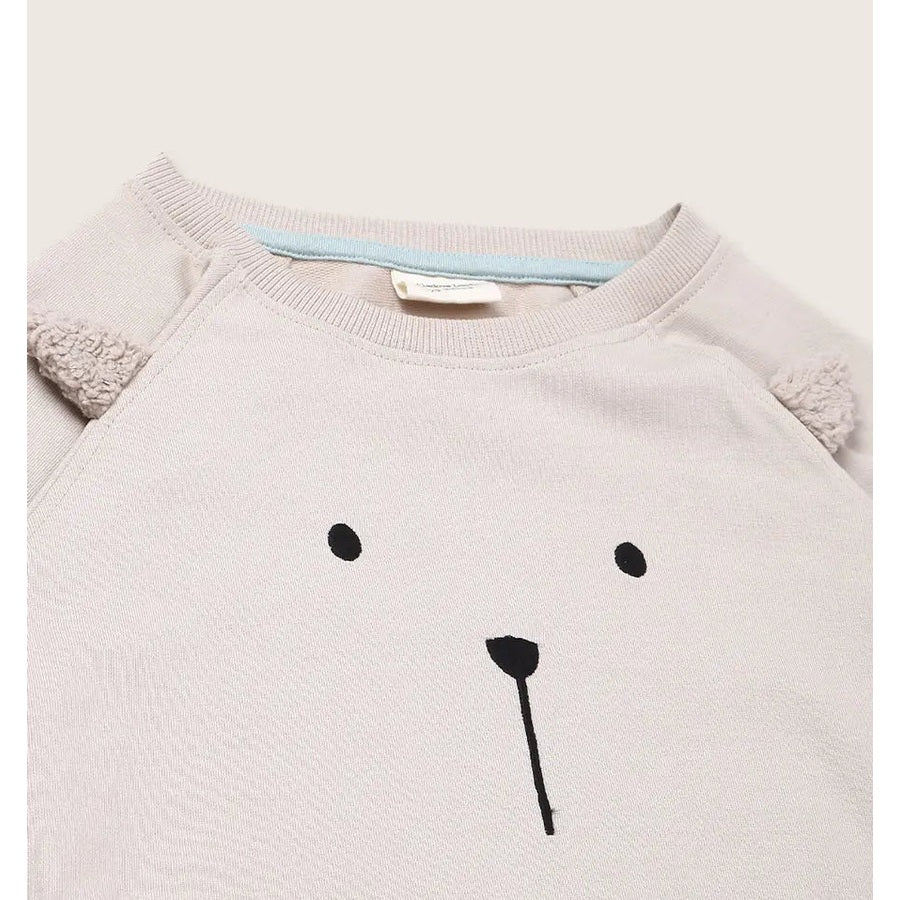 Turtledove London 3D Character Sweatshirt Pumice; soft knit with fluffy ear accents and cute bear face.