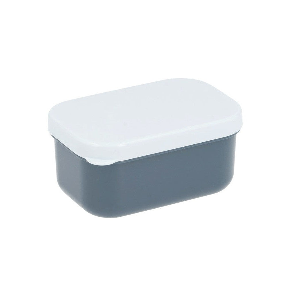 Tutete Kids Bento Lunch Box, gray plastic container with white lid