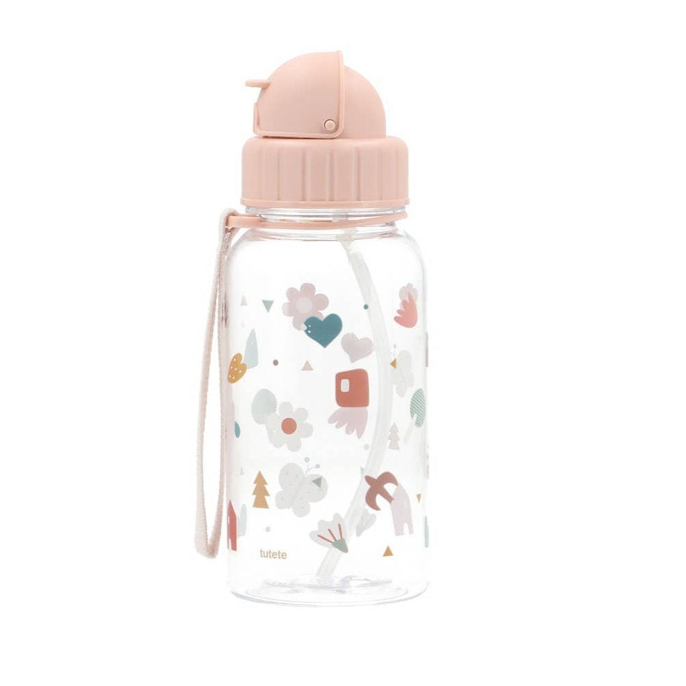 Tutete Kids Tritan water bottle 500 ml with pink lid and pastel print design