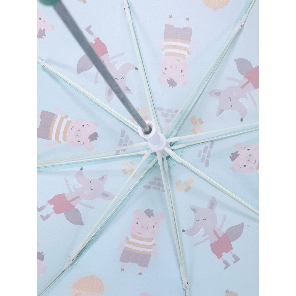 Tutete kids umbrella with pastel blue canopy and cute animal prints