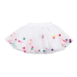 Tutu Joli Llc 2Pc White Kids Pom Pom Tutu&Bow Hair Tie