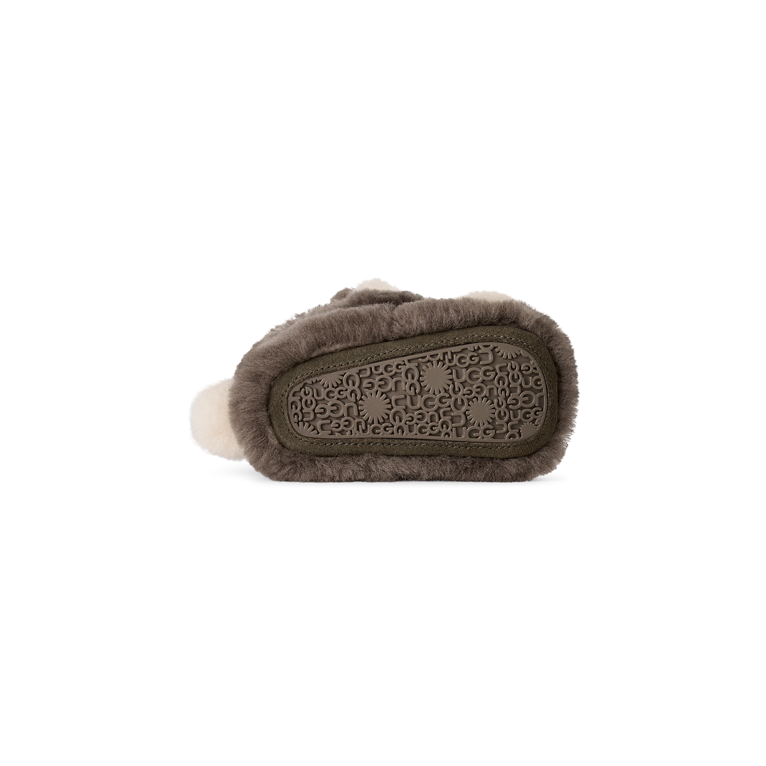UGG Baby Hop Slipper in Slate, outsole pattern and UGG branding