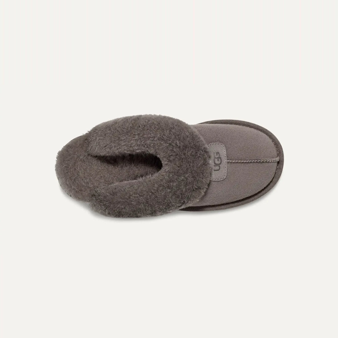 UGG Coquette in Grey, top view showing sheepskin footbed