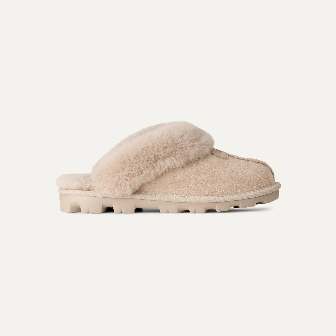 UGG Coquette in Moonlight, outer side view with sheepskin cuff