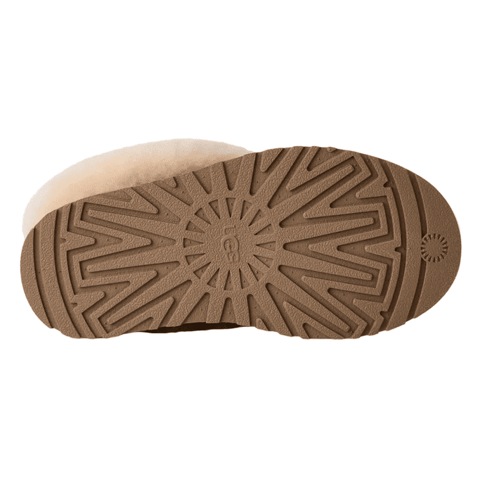 UGG Kids' Tazzelle Chestnut sandal bottom view shows brown rubber sole with rugged tread.