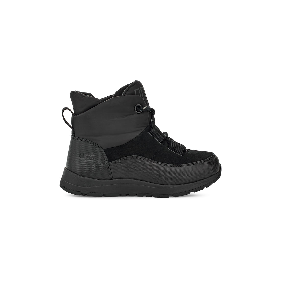 UGG Kids' Yose Puffer Lace Boots Black — official side profile