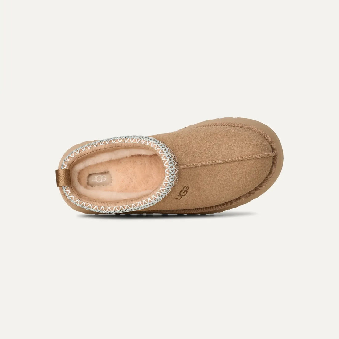 UGG Tazz II in Sand, top view showing sheepskin footbed